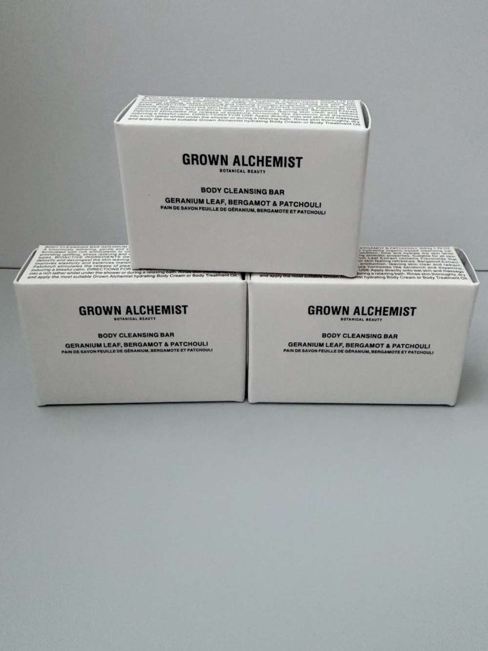Grown Alchemist Body Cleansing Bar Set x3 Geranium Bergamot Patchouli BNIB